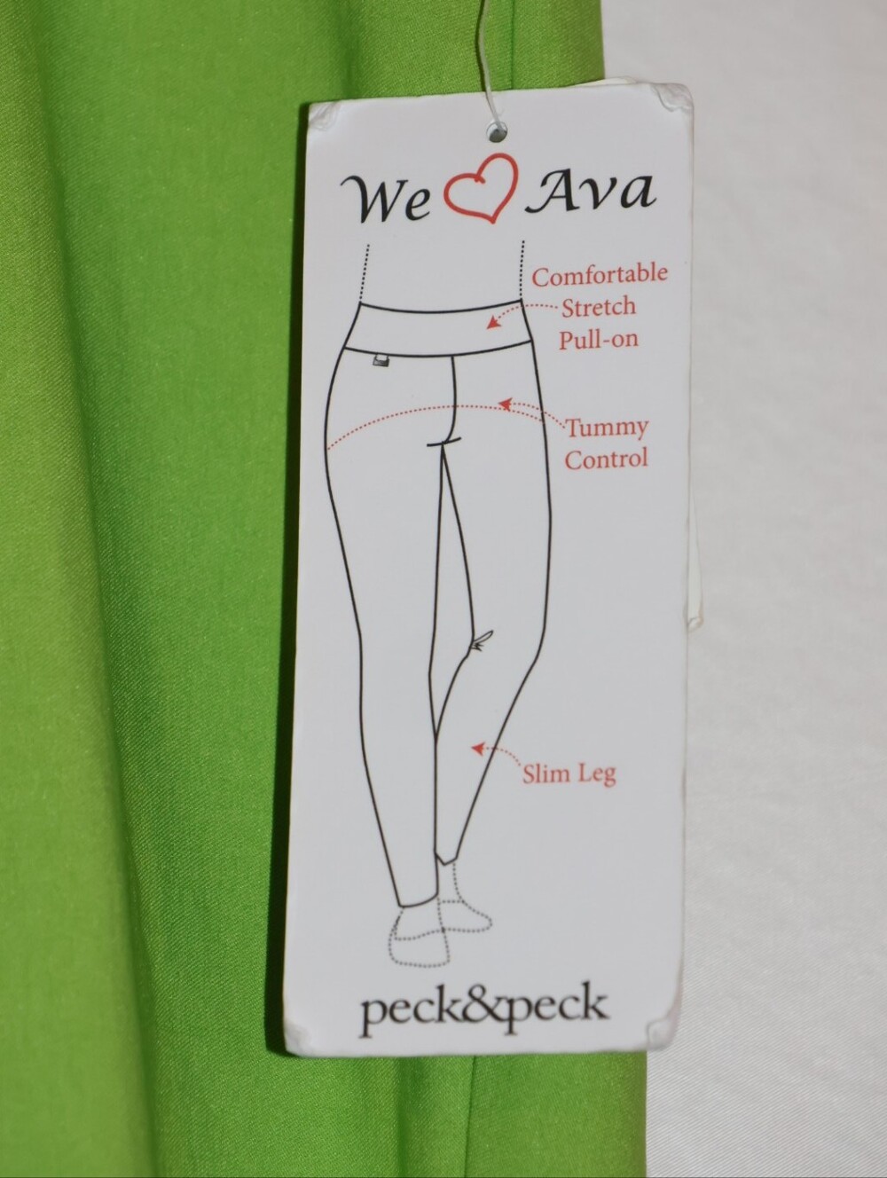 Peck & Peck Lime Green Signature Collection Pull-On Crop Straight Leg Ava Pants. - Picture 4 of 9